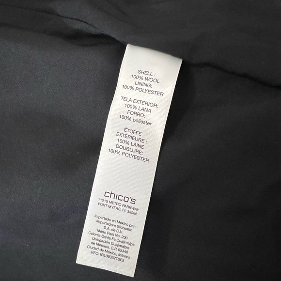 Chicos 100% Striped Colorblock Wool Pea Coat Size S - Picture 14 of 14